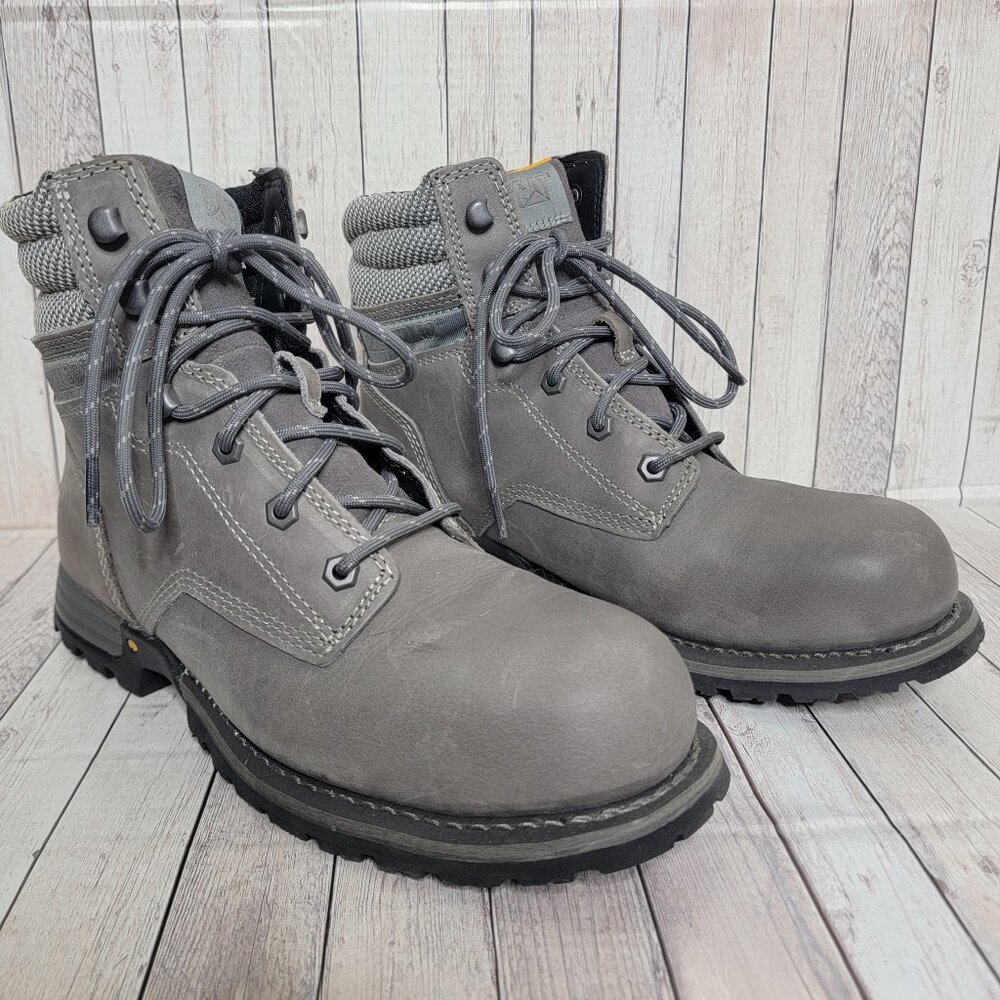 CAT Paisley 6" Steel Toe Work boot Gray Leather Women's 10 Wide